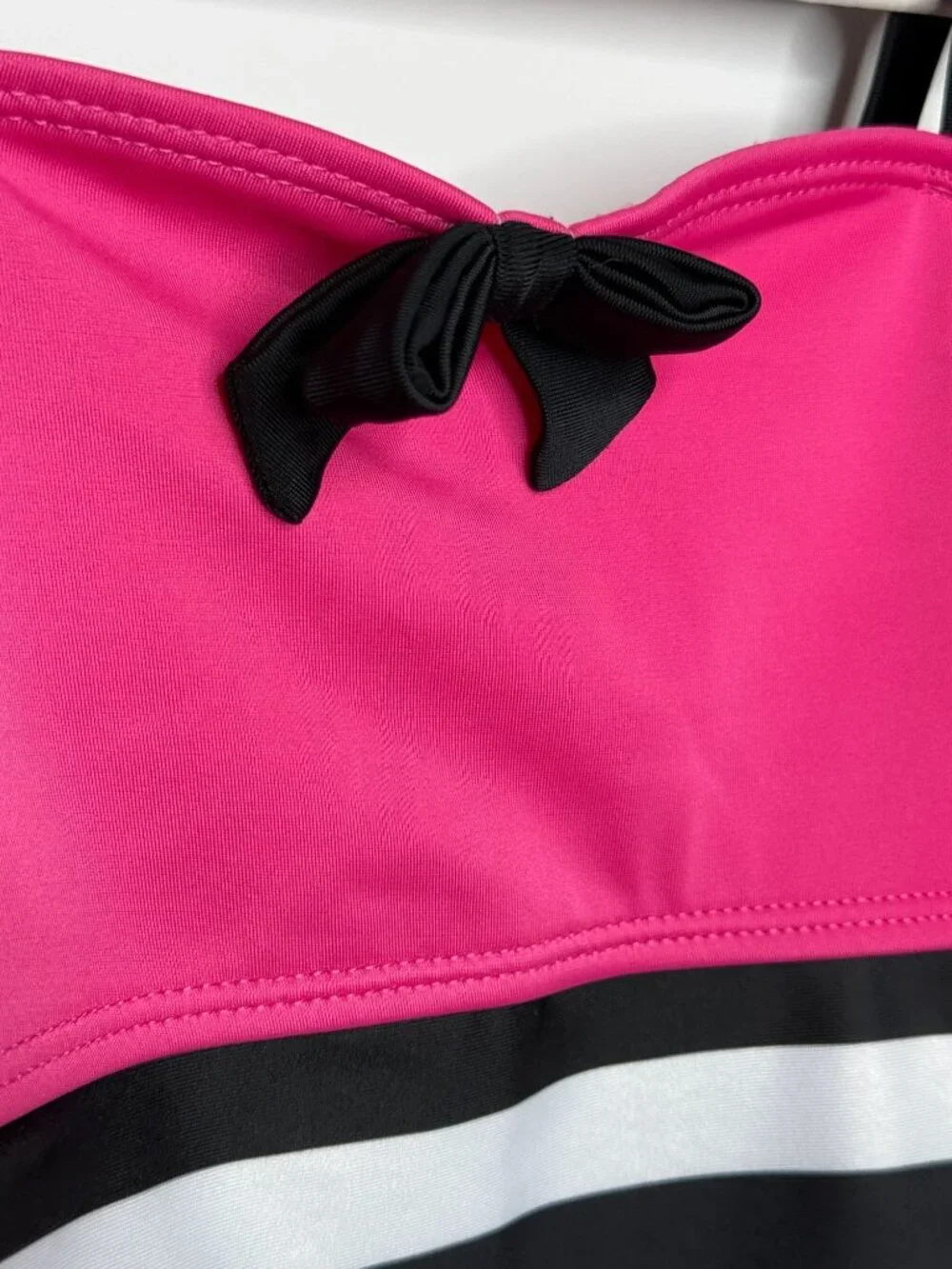 Gymboree Girls 7-8 Pink Striped Bow One Piece Swimsuit NWT
